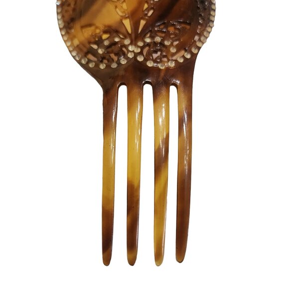 Antique Celluloid & Rhinestone Flapper Comb (A4445) - Picture 3 of 5